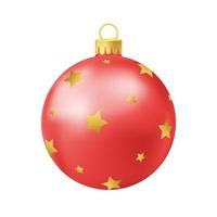 bola de árvore de natal vermelha com estrela dourada vetor