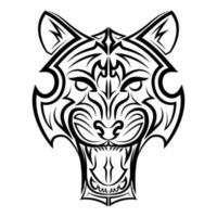 arte de linha preto e branco da cabeça do tigre. bom uso de símbolo, mascote, ícone, avatar, tatuagem, design de camiseta, logotipo ou qualquer design que você quiser. vetor