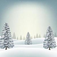 campo de neve de natal com árvores de fundo vetor
