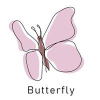 borboleta contínuo linha desenhando elemento isolado em branco fundo para logotipo ou decorativo elemento vetor
