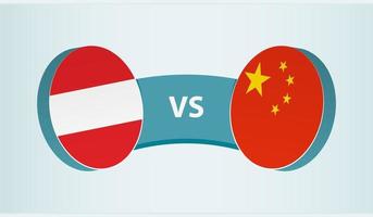 Áustria versus China, equipe Esportes concorrência conceito. vetor