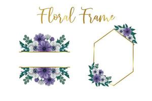 floral quadro, Armação anêmona flor Projeto modelo, digital aguarela mão desenhado vetor