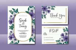Casamento convite quadro, Armação definir, floral aguarela digital mão desenhado anêmona flor Projeto convite cartão modelo vetor