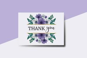 obrigado você cartão cumprimento cartão anêmona flor Projeto modelo vetor