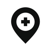 hospital mapa PIN ícone isolado em branco fundo vetor