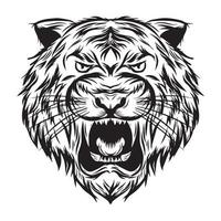ilustração vetorial cabeça de tigre preto e branco vetor