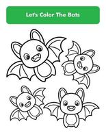 fofa morcegos coloração livro página dentro carta página Tamanho crianças coloração planilha Prêmio vetor elemento
