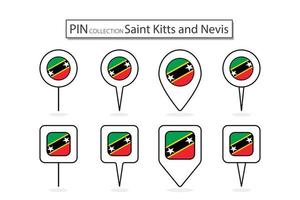 conjunto do plano PIN santo kitts e nevis bandeira ícone dentro diverso formas plano PIN ícone ilustração Projeto. vetor