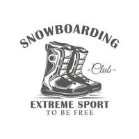 vintage snowboard rótulo isolado em branco fundo vetor