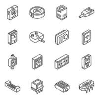 conjunto de ícones isométricos de hardware e ferramentas vetor