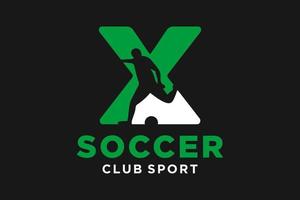 vetor iniciais carta x com futebol criativo geométrico moderno logotipo Projeto.
