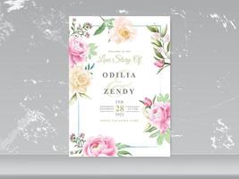 cartão de casamento romântico floral em aquarela vetor