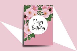 cumprimento cartão aniversário cartão digital aguarela mão desenhado zínia e peônia flor Projeto modelo vetor