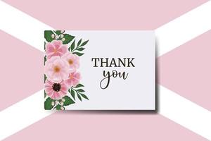 obrigado você cartão cumprimento cartão zínia e peônia flor Projeto modelo vetor