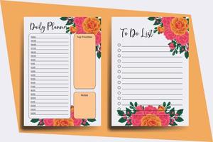 planejador para Faz Lista laranja rosa flor Projeto modelo vetor