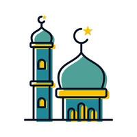 mesquita com torre religião islâmico ícone botão vetor ilustração