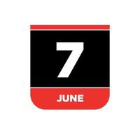 7º Junho calendário vetor ícone. 7 Junho monograma.