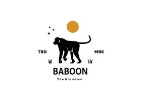 vintage retro hipster babuíno logotipo vetor silhueta arte ícone