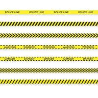 conjunto do polícia amarelo fita. Perigo zona com linha barreira. Atenção faixa. vetor