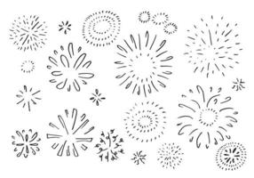 conjunto de doodle starburst isolado na mão de fundo branco desenhada de sunburst. elementos de design. ilustração vetorial. vetor