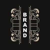 modelo de logotipo de ornamento minimalista elegante ornamento de luxo decoração de casamento negócios, convite estilo batik, batik, frasion, design inicial da marca vetor
