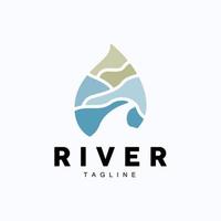 rio logotipo, flâmula vetor, rio banco, montanhas e Fazenda projeto, ilustração símbolo ícone vetor