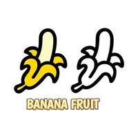 conjunto ilustração vetor do banana com 2 modelo coloração e Preto branco para coloração livro ou logotipo