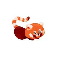 vermelho panda deitado em a chão. curioso bebê vermelho panda isolado dentro branco fundo. vetor ilustração
