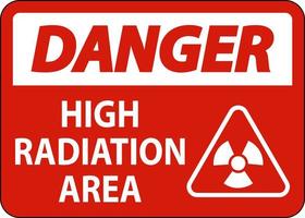 sinal de área de alta radiação de perigo no fundo branco vetor