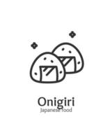 Japão Comida onigiri placa fino linha ícone emblema conceito. vetor