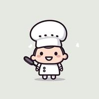 fofa kawaii chefe de cozinha chibi mascote vetor desenho animado estilo