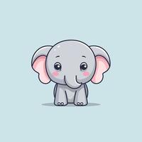 fofa kawaii elefante chibi mascote vetor desenho animado estilo