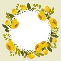 floral quadro, Armação do amarelo papoulas, floral guirlanda para texto. ilustração, convite, vetor