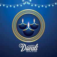 festival indiano do feliz diwali cartão de felicitações vetor