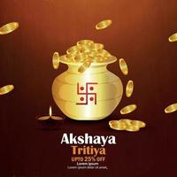 celebração de akshaya tritiya promoção de venda de festival indiano com pote de moedas de ouro vetor