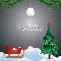 cartão de convite de feliz natal com árvore de natal vetor
