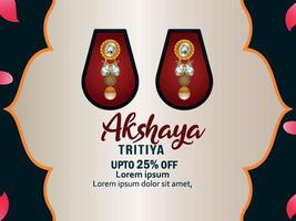 Akshaya tritiya celebração fundo de promoção de venda com brincos de ouro vetor