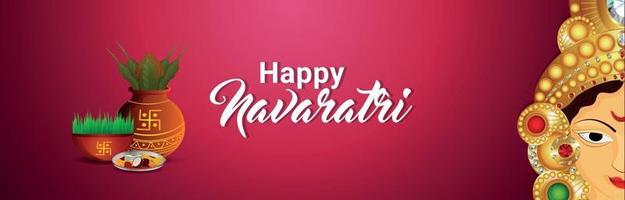 feliz navratri, banner de celebração do festival indiano com ilustração da deusa durga vetor