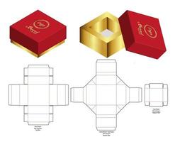 design de modelo cortado de embalagem de caixa. Maquete 3D vetor