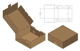 design de modelo cortado de embalagem de caixa. Maquete 3D vetor