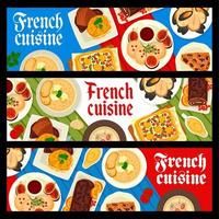 francês cozinha bandeiras, França gourmet Comida pratos vetor