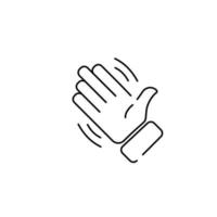 mão aceno, acenando Oi ou Olá gesto linha arte vetor ícone para apps e sites emoji.