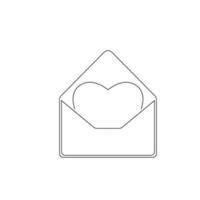 envelope o email cartão postal cartão carta natal namorados Natal fino linha esboço vetor ícones, romântico coração.