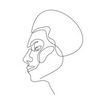 1 linha menina ou mulher retrato e face Projeto. mão desenhado minimalismo estilo vetor ilustração.