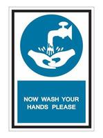 símbolo lave as mãos por favor vetor