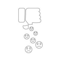 triste emoji face emoticon linha arte vetor ícone para apps e sites, não gostar emoji.