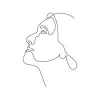 1 linha menina ou mulher retrato Projeto. mão desenhado minimalismo estilo vetor ilustração.