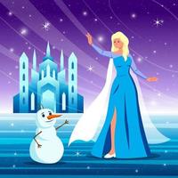 Princesa com boneco de neve vetor