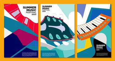 ilustração vetorial banner colorido festival de música de verão vetor