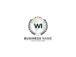 minimalista wi logotipo ícone, real forma wi coroa logotipo carta Projeto vetor